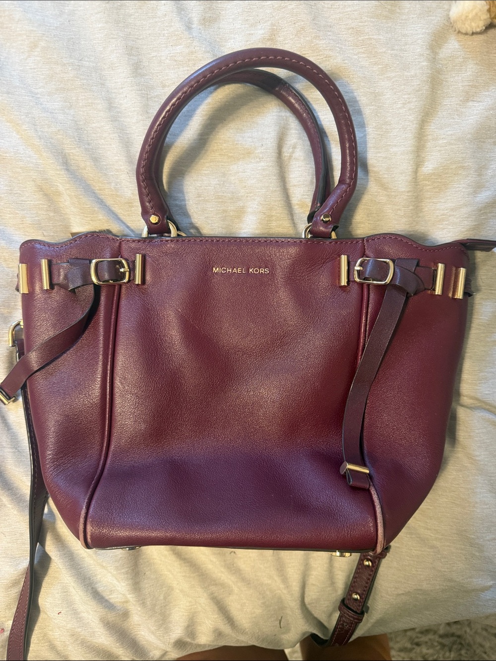 Michael Kors Burgundy Leather Satchel Bag